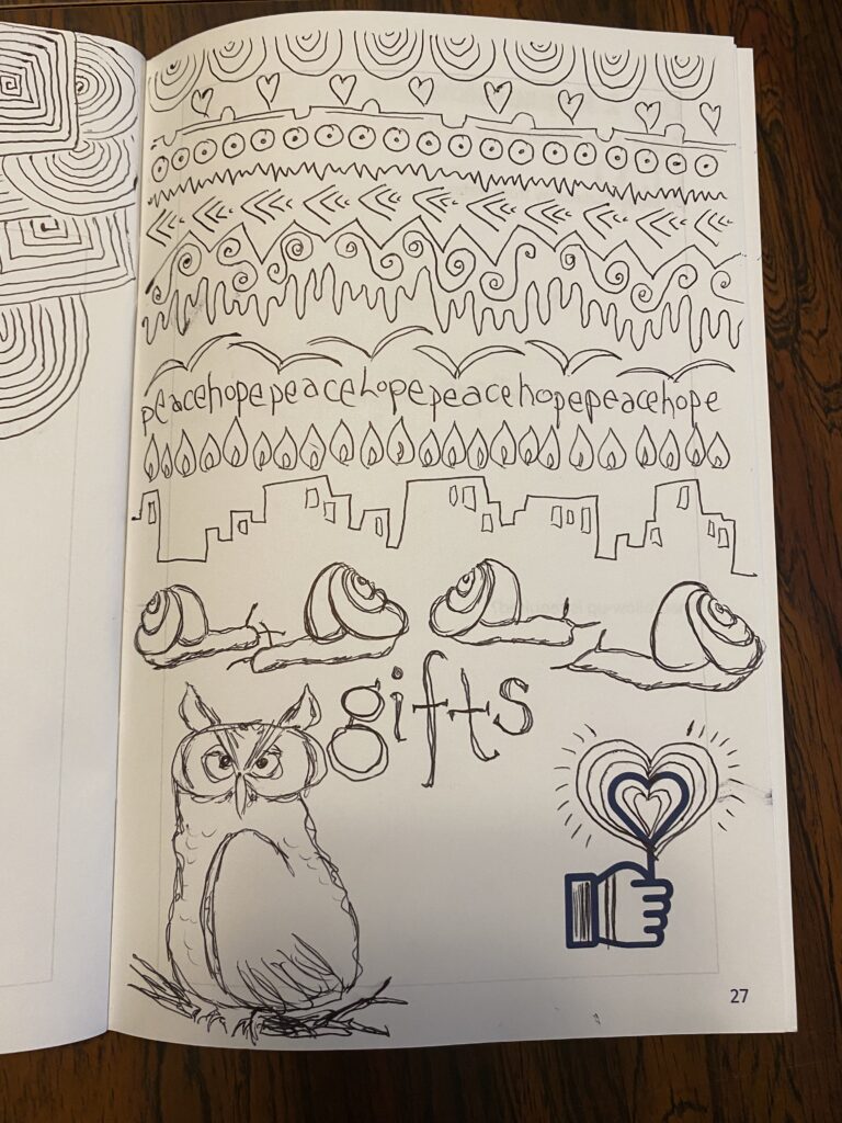 Page from a notebook with doodles