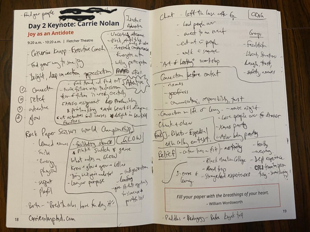 Notes in a notebook page