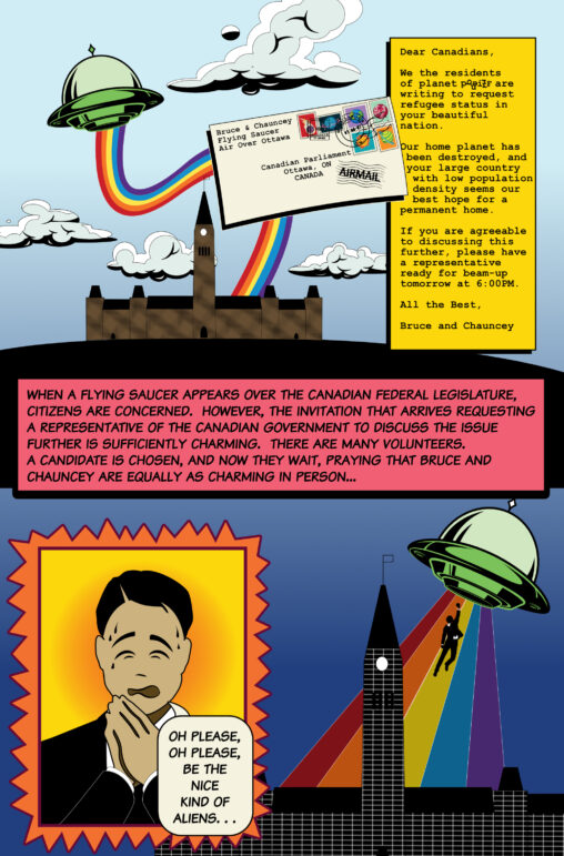 First page of a sci-fi comic about the Indian Act.